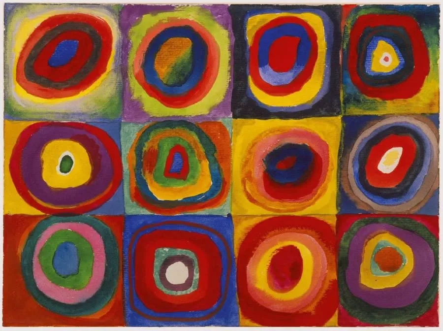 Étude de couleur, carrés avec cercles concentriques, Vassily Kandinsky, 1913